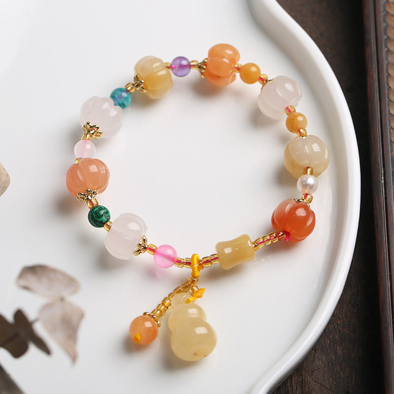 Buddha Stones Natural Golden Silk Jade Crystals Gourd Pixiu Pumpkin Beads Wealth Charm Bracelet - image 5