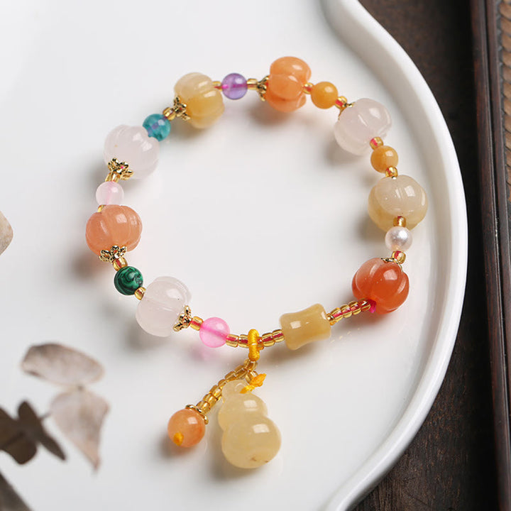 Buddha Stones Natural Golden Silk Jade Crystals Gourd Pixiu Pumpkin Beads Wealth Charm Bracelet - image 5
