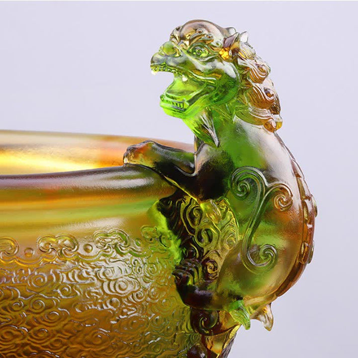 Handmade Liuli Crystal PiXiu Treasure Bowl Art Piece Home Decoration - image 5