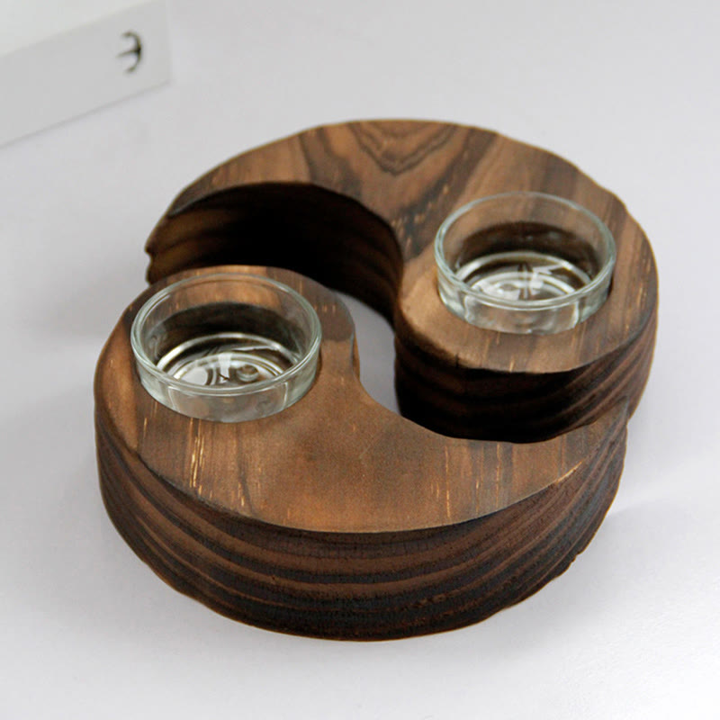 Buddha Stones Yin Yang Wood Candle Holder Meditation Rituals Use Items - image 19