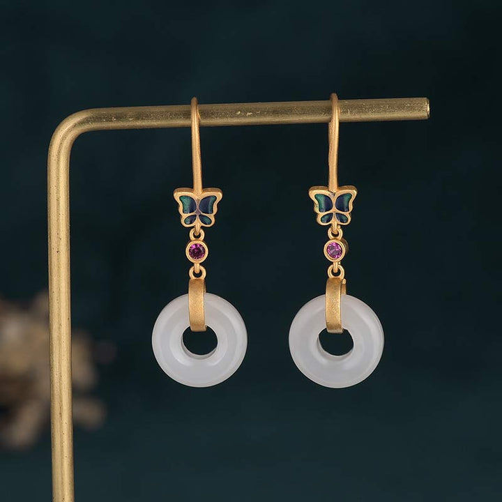 FengShui White Jade Butterfly Fortune Earrings - image 1