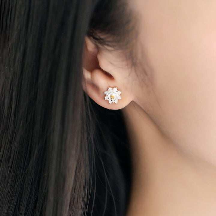 Buddha Stones 925 Sterling Silver Lotus Flower Balance Earrings - image 2