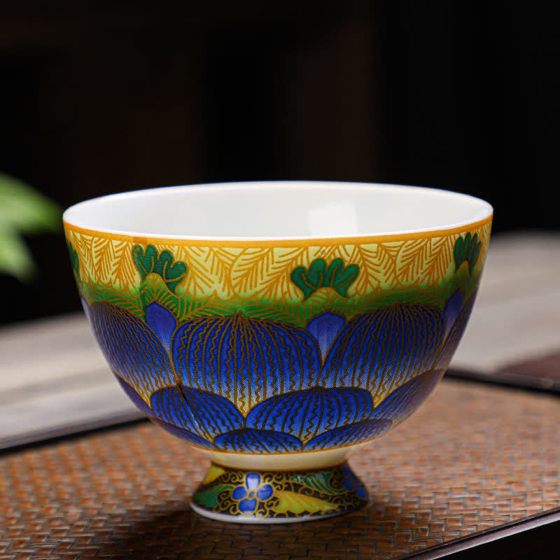 Buddha Stones Lotus Ceramic Teacup Flower Tea Cups 100ml - Blue - image 13