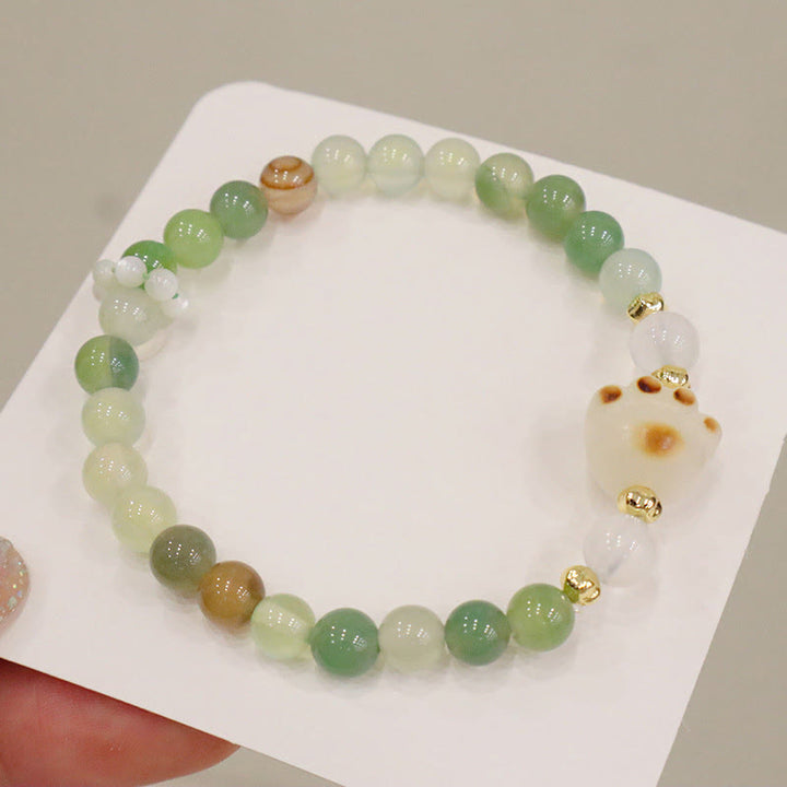 Buddha Stones Green Agate Sun Stone Cat's Eye Bodhi Seed Cat Paw Support Bracelet - image 2