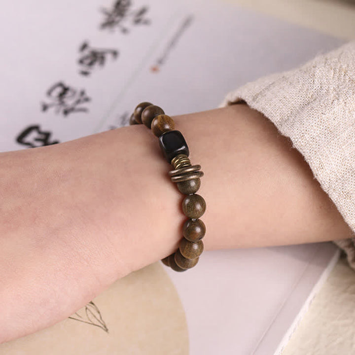 Buddha Stones Tibetan Green Sandalwood Crystal Soothing Peace Bracelet - image 3