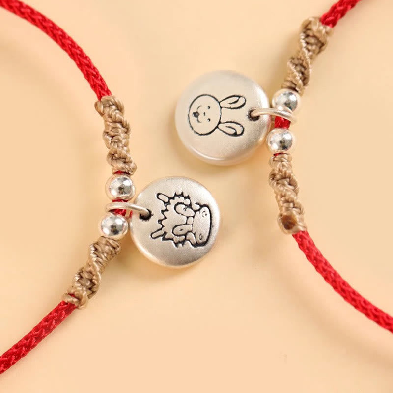 Buddha Stones Handmade 999 Sterling Silver Year of the Dragon Cute Chinese Zodiac Luck Braided Bracelet - image 37