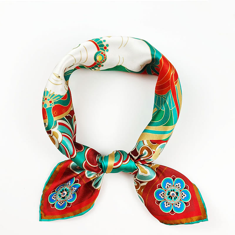 Buddha Stones Dunhuang Rebound Pipa Flying Frescoes 100% Mulberry Silk Scarf Premium Grade 6A Dunhuang Shawl - image 26