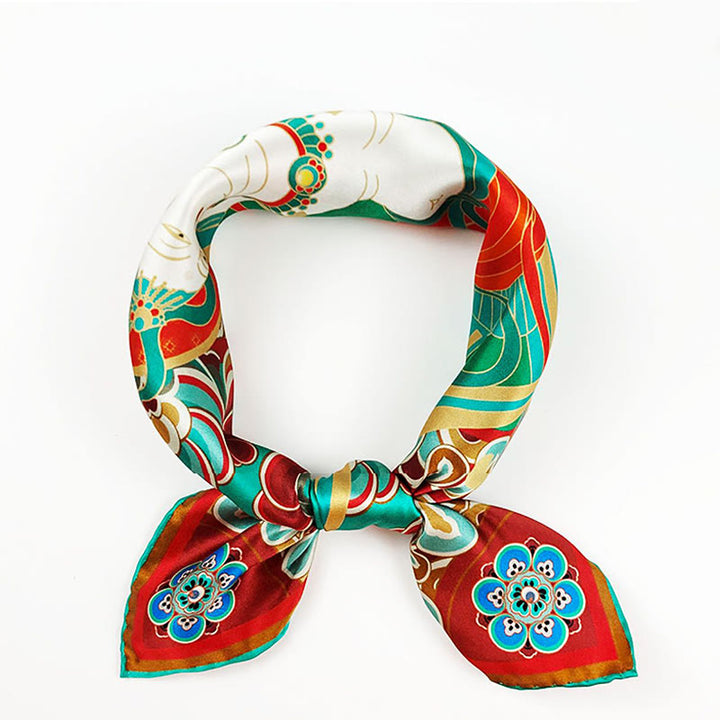 Buddha Stones Dunhuang Rebound Pipa Flying Frescoes 100% Mulberry Silk Scarf Premium Grade 6A Dunhuang Shawl - image 26