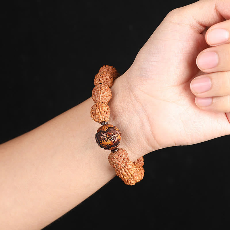 Buddha Stones Tibet Rudraksha Bodhi Seed PiXiu Copper Coin Wealth Luck Bracelet - image 9