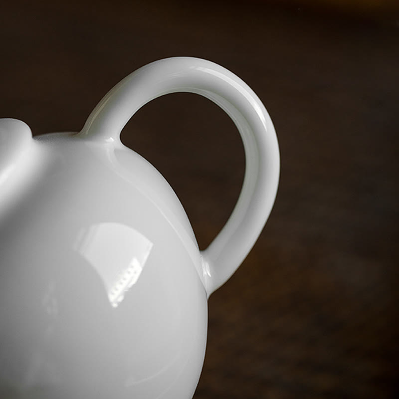White Plum Pine Bamboo Engraved Design Ceramic Teapot - image 4