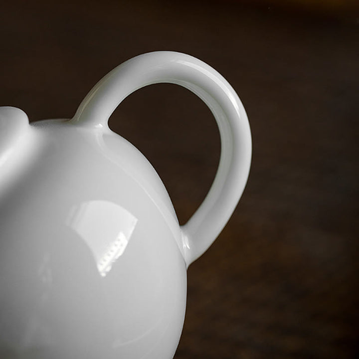 White Plum Pine Bamboo Engraved Design Ceramic Teapot - image 4
