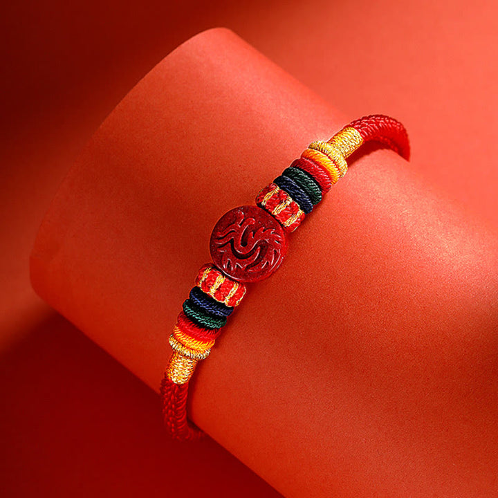 Buddha Stones Year of the Dragon 925 Sterling Silver Chinese Zodiac Cinnabar Auspicious Matches Blessing Bracelet - image 2