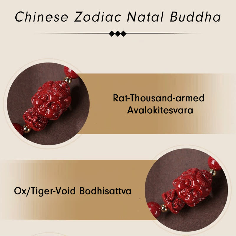 Buddha Stones Chinese Zodiac Natal Buddha Cinnabar Amulet Blessing String Bracelet - image 19