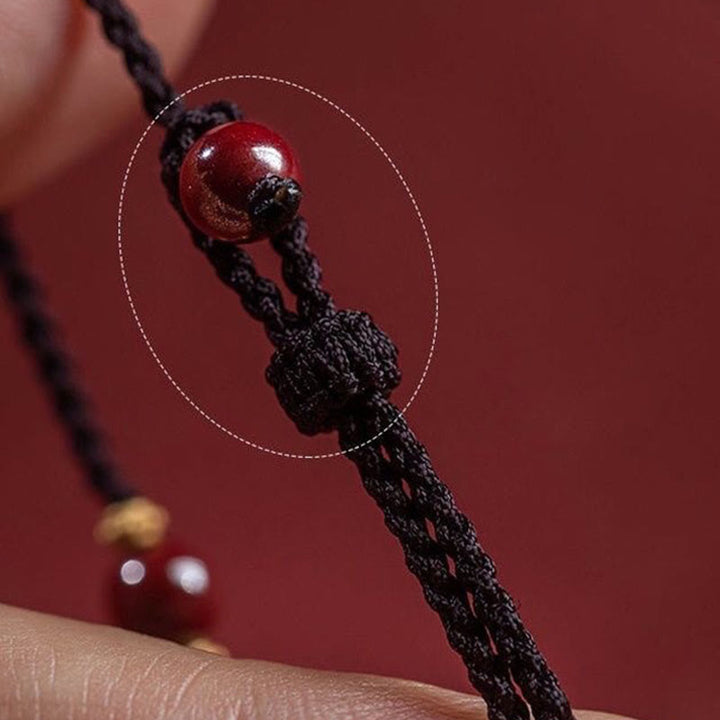 Buddha Stones Cinnabar Bead Fu Character Charm Blessing Braided String Bracelet - image 3