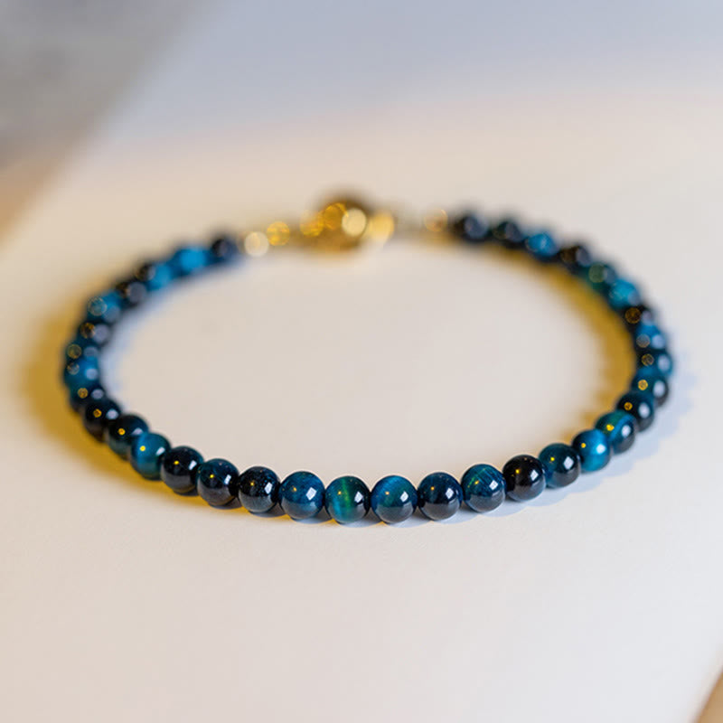 Buddha Stones Natural Blue Tiger Eye Stone Protection Chain Bracelet - image 10