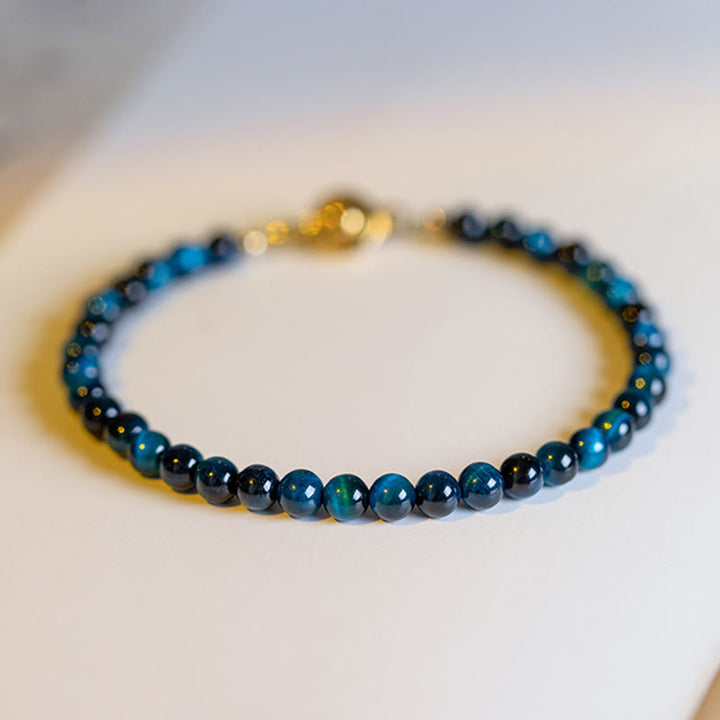 Buddha Stones Natural Blue Tiger Eye Stone Protection Chain Bracelet - image 10