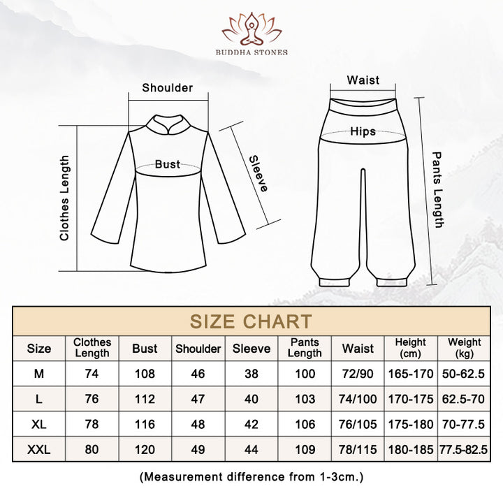 Buddha Stones Meditation Prayer Spiritual Zen Practice Uniform Clothing Men's Set - image 12