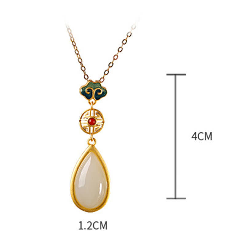 925 Sterling Silver Hetian White Jade Water Drop Chain Necklace Pendant Bracelet - image 7