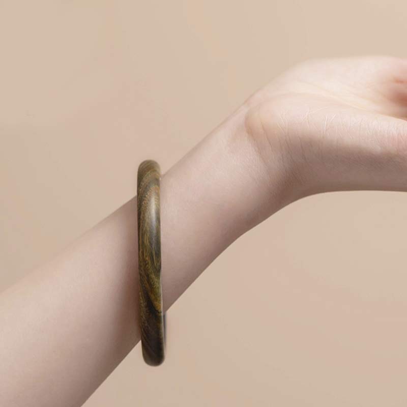 Buddha Stones Tibetan Small Leaf Red Sandalwood Ebony Green Sandalwood Protection Bracelet Bangle - image 20