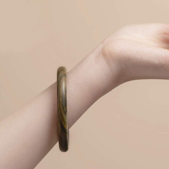 Buddha Stones Tibetan Small Leaf Red Sandalwood Ebony Green Sandalwood Protection Bracelet Bangle - image 20