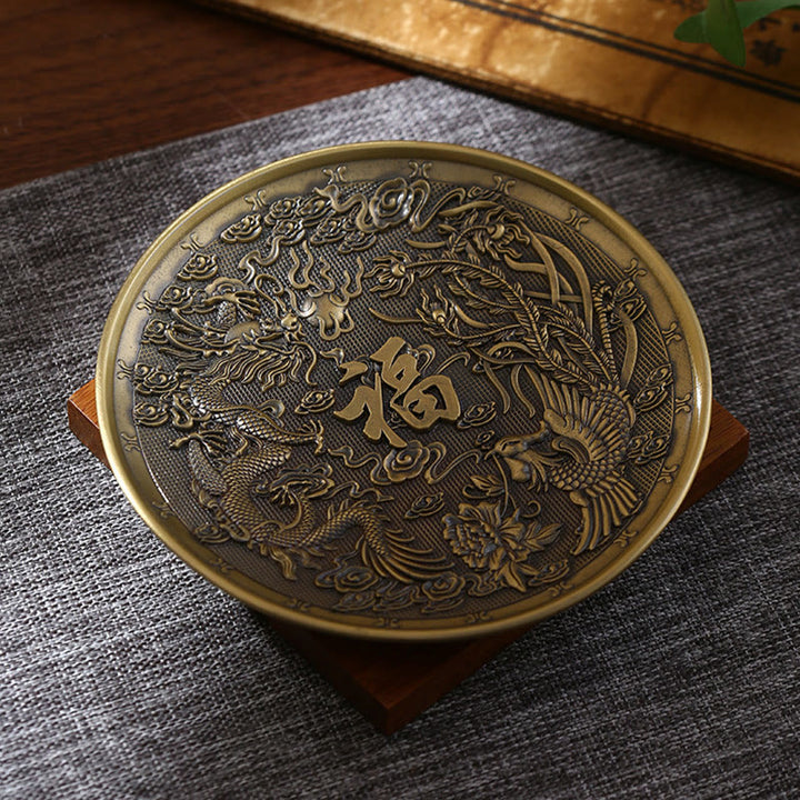 Buddha Stones Lotus Dragon Phoenix Eight Auspicious Symbols Zinc Alloy Incense Stick Holder Healing Incense Burner Decoration - Dragon Phoenix Bronze(Without Incense Hole) - image 9