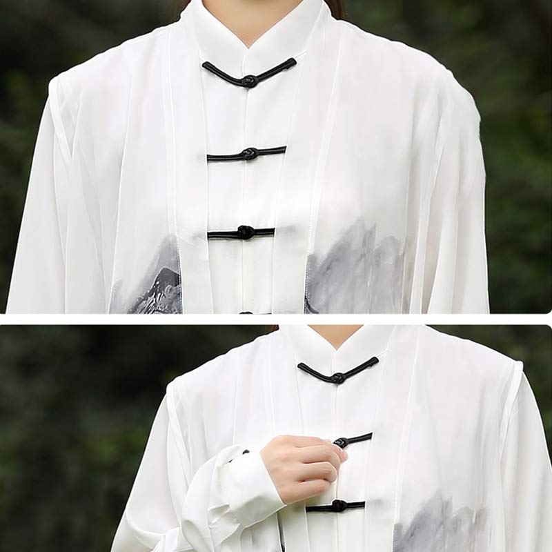 3Pcs Ink Painting Meditation Prayer Spiritual Zen Tai Chi Qigong Practice Unisex Clothing Set - image 12
