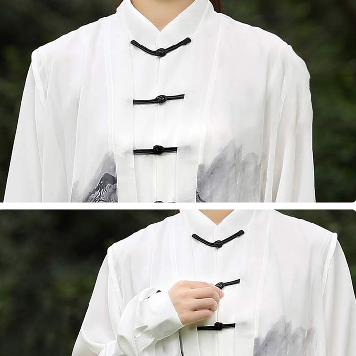 3Pcs Ink Painting Meditation Prayer Spiritual Zen Tai Chi Qigong Practice Unisex Clothing Set - image 12