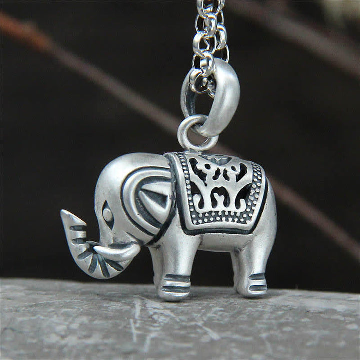 Buddha Stones 990 Sterling Silver Elephant Strength Necklace Pendant - image 5