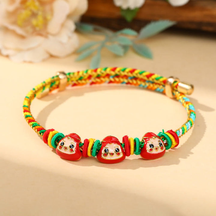 Buddha Stones Colorful Rope Zongzi Pattern Luck Handmade Child Adult Bracelet - Golden Colorful Rope-Three Zongzi (Red)(Wrist Circumference 12-20cm) - image 5