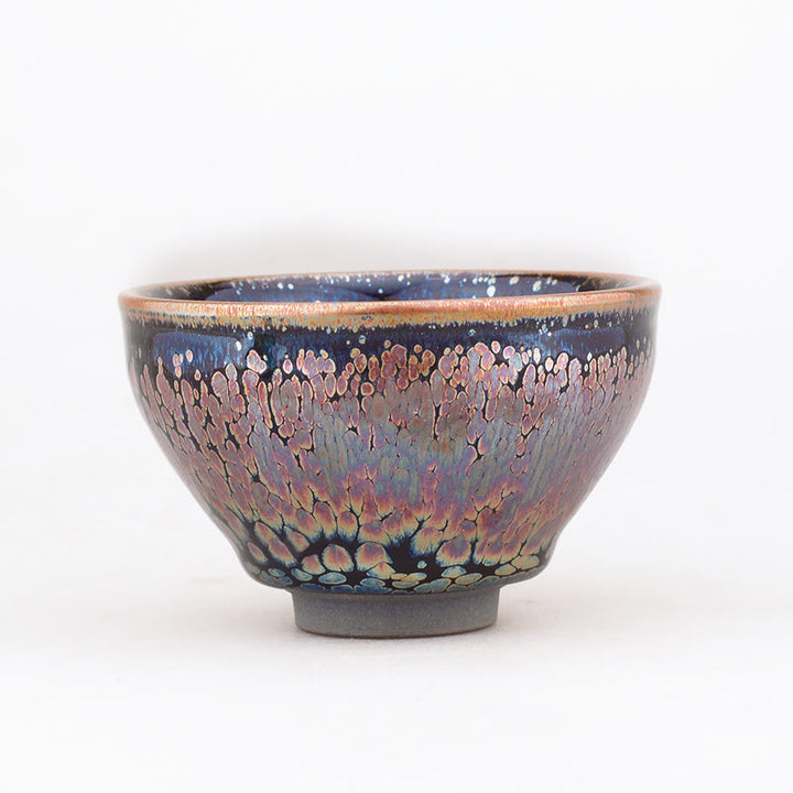 Buddha Stones Handmade Succulent Plant Pattern Chinese Jianzhan Ceramic Teacup Tenmoku Kung Fu Tea Cup - image 3