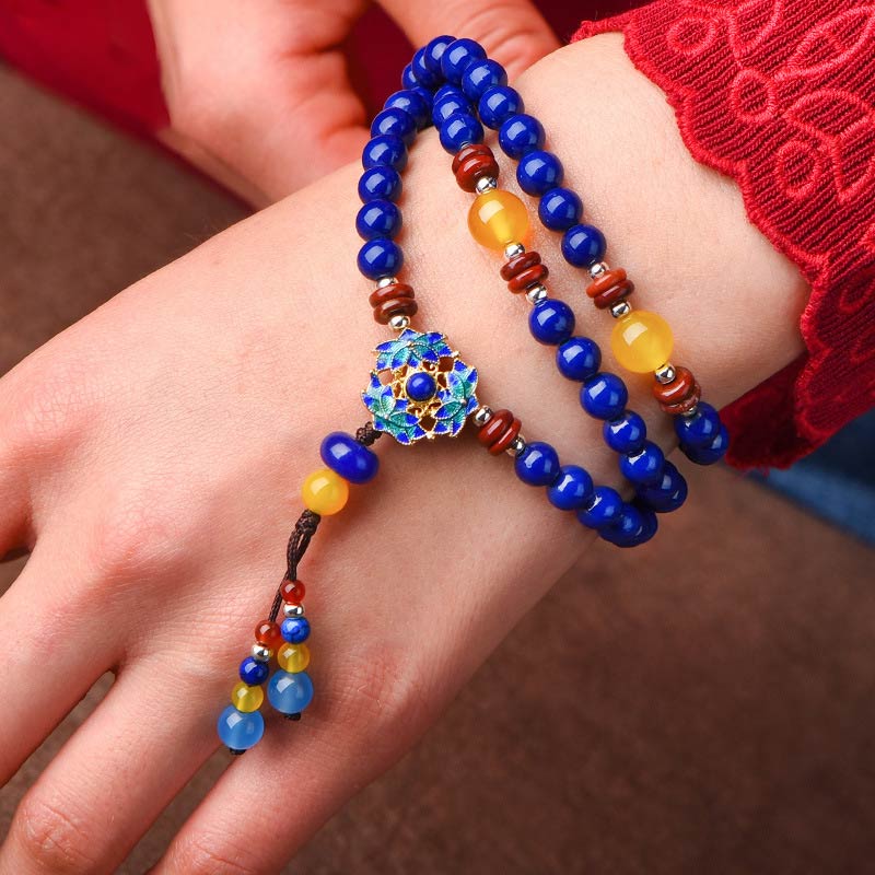 Buddha Stones Lazurite Yellow Agate Positive Bracelet - image 3