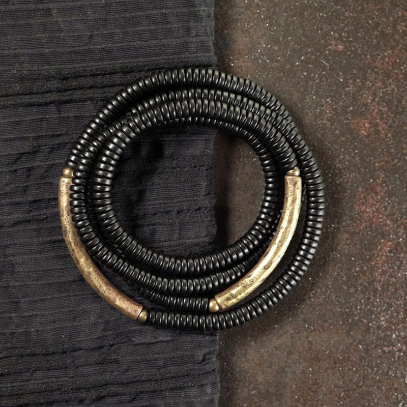 Buddha Stones Ebony Wood Copper Balance Multilayered Bracelet - image 2