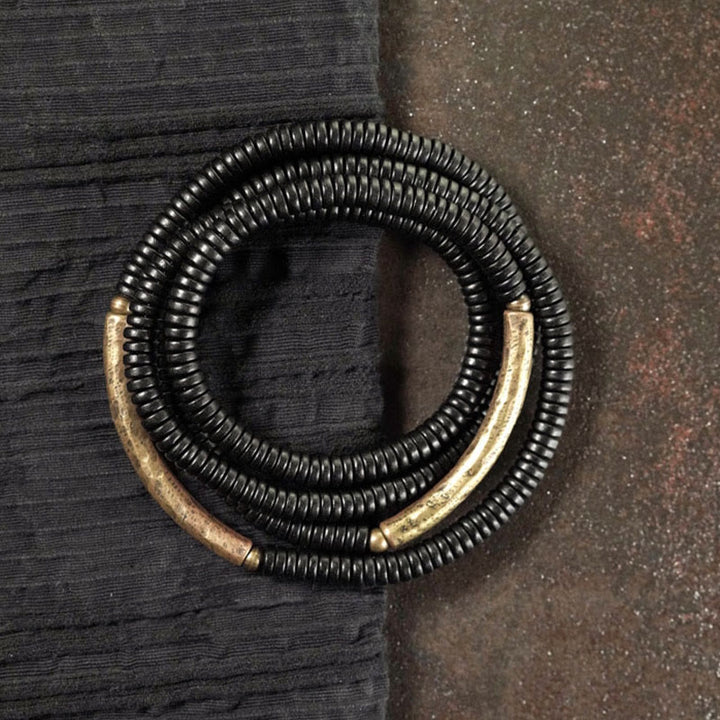 Buddha Stones Ebony Wood Copper Balance Multilayered Bracelet - image 2