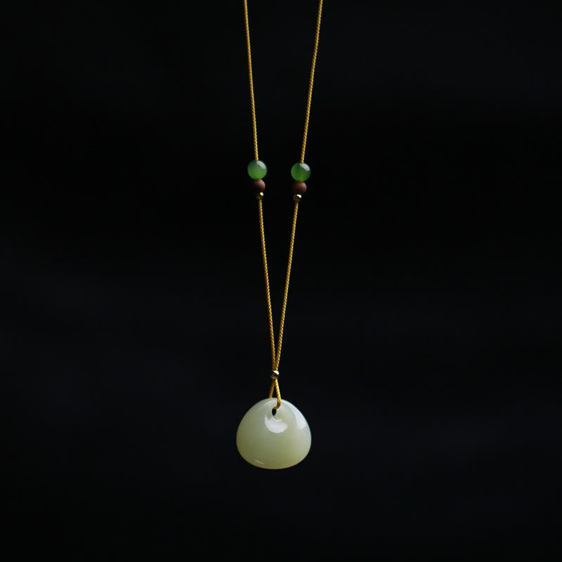 Natural Hetian Jade Small Bag Pattern Prosperity String Necklace Pendant - image 12