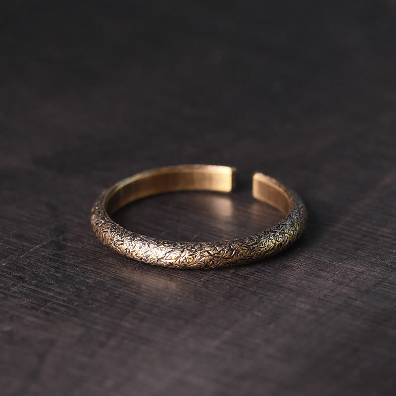 Buddha Stones Tibetan Vintage Texture Design Copper Luck Couple Ring - Men(Size Plus) - 2mm - image 8