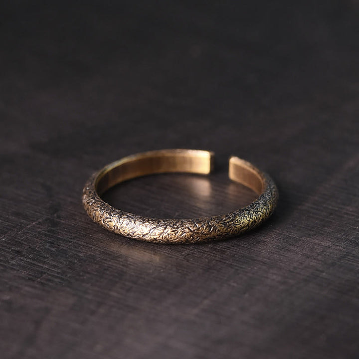 Buddha Stones Tibetan Vintage Texture Design Copper Luck Couple Ring - Men(Size Plus) - 2mm - image 8