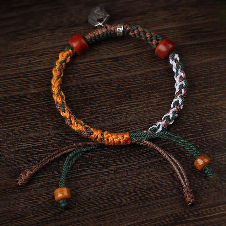 Buddha Stones Handmade Tibetan Silver 925 Sterling Silver Zakiram Goddess of Wealth Camel Bone Protection Braided Bracelet - image 3
