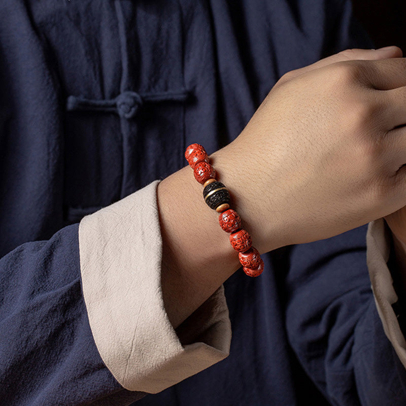 Buddha Stones Natural Cinnabar Ebony Calm Blessing Bracelet - image 2