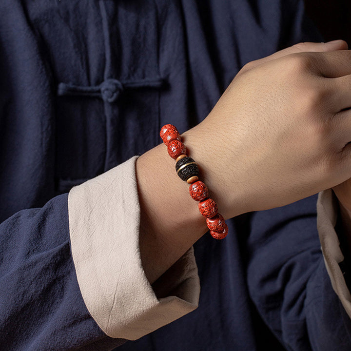 Buddha Stones Natural Cinnabar Ebony Calm Blessing Bracelet - image 2
