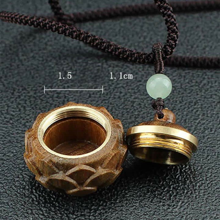 Buddha Stones Tibet Green Sandalwood Rosewood Om Mani Padme Hum Lotus Positive Soothing Necklace Pendant - image 12