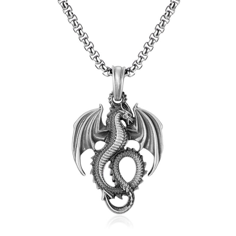 Buddha Stones Pure Tin Dragon Luck Success Necklace Pendant - Dragon Pendant&Common Chain - image 1