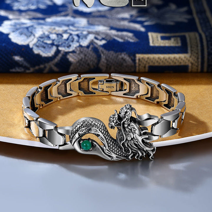 Buddha Stones Vintage Dragon Pattern Engraved Success Bracelet - 22cm - image 0