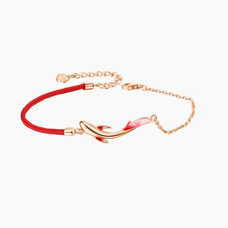 Buddha Stones 925 Sterling Silver Luck Koi Fish Lotus Star Braided Red String Bracelet - image 7