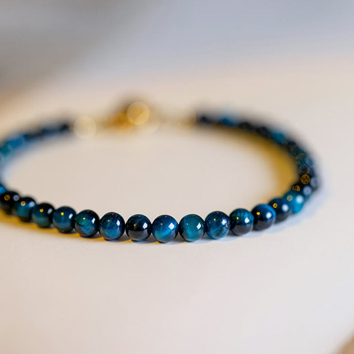 Buddha Stones Natural Blue Tiger Eye Stone Protection Chain Bracelet - image 8