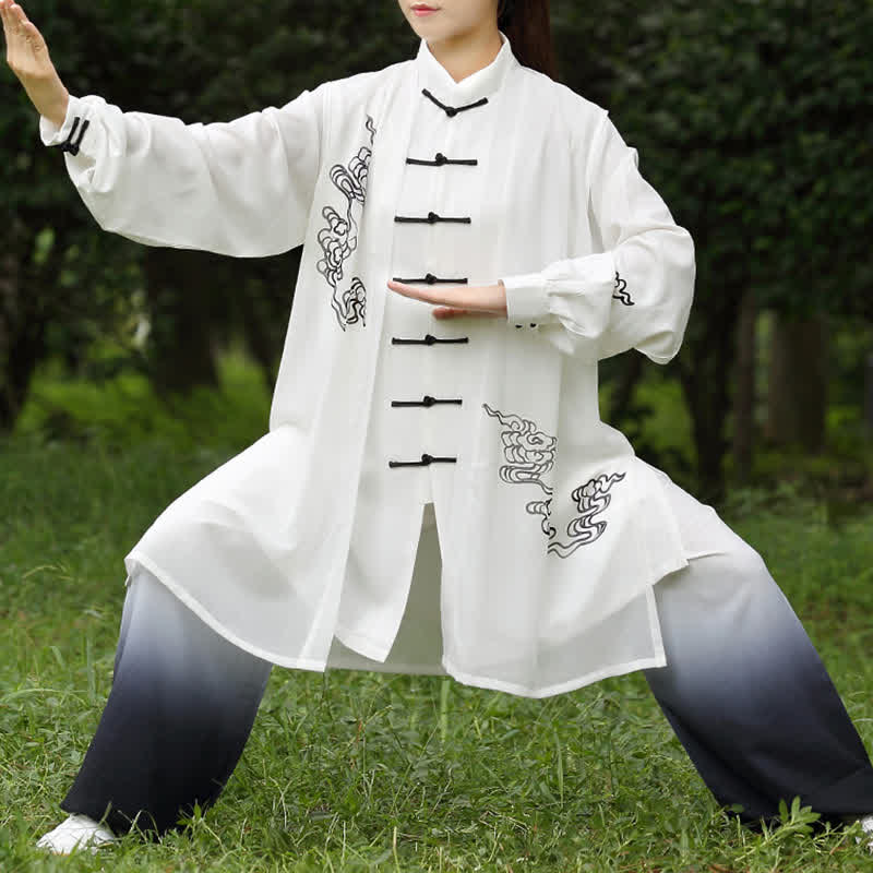 Buddha Stones Auspicious Clouds Gradient Meditation Prayer Spiritual Zen Tai Chi Qigong Practice Women's Clothing Set - image 0