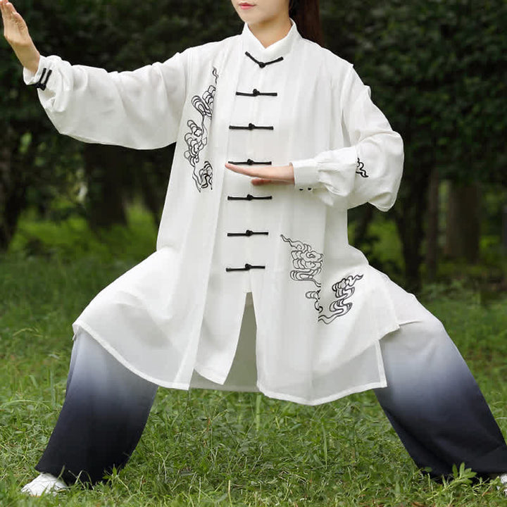Buddha Stones Auspicious Clouds Gradient Meditation Prayer Spiritual Zen Tai Chi Qigong Practice Women's Clothing Set - image 0