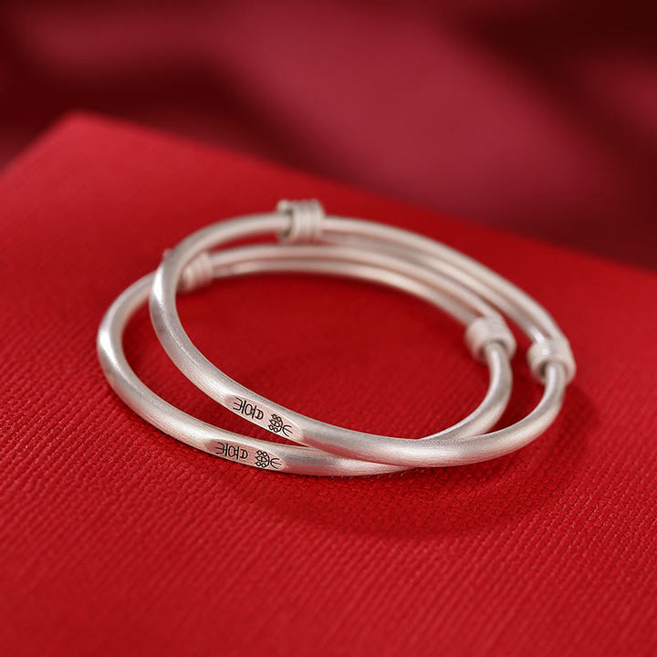 Buddha Stones 999 Sterling Silver Peace And Joy Protection Kids Child Bracelet Bangle - 2Pcs Joy and Happiness Bracelet Bangle - image 7