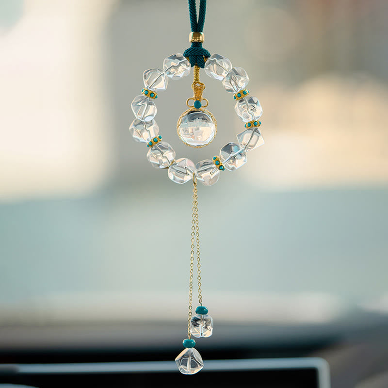 Buddha Stones White Crystal Deer Gourd Protection Car Hanging Decoration - image 6
