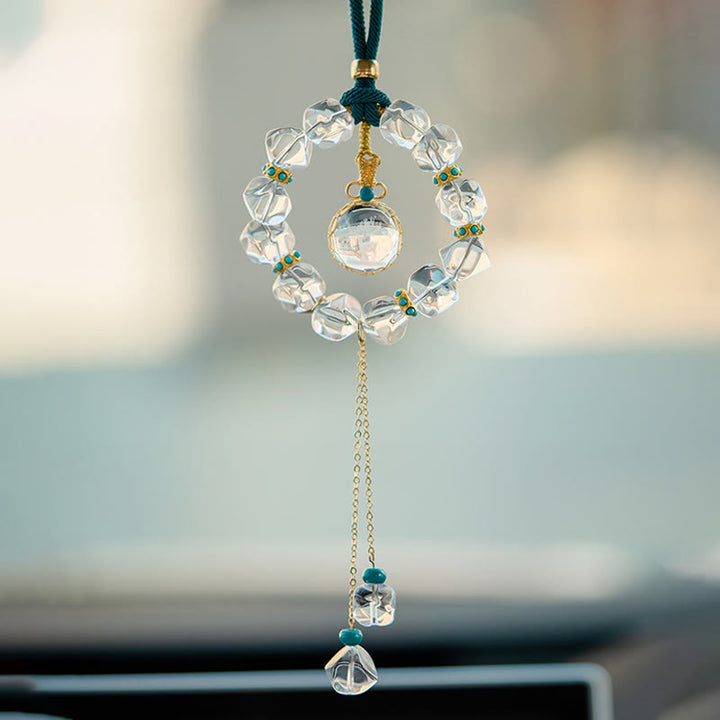 Buddha Stones White Crystal Deer Gourd Protection Car Hanging Decoration - image 6
