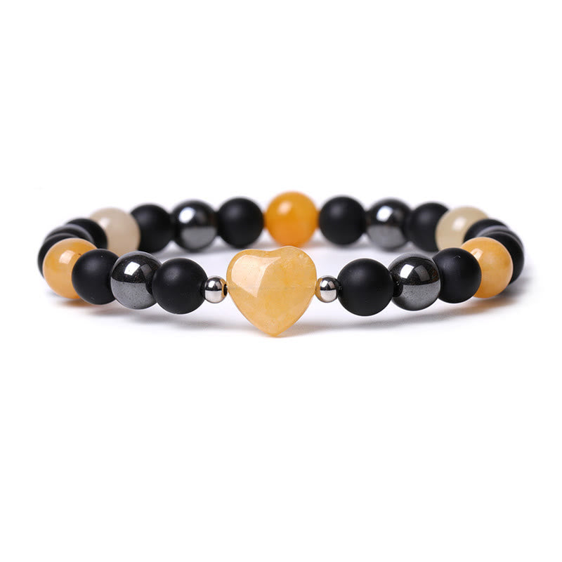 Buddha Stones Black Onyx Tiger Eye Stone Crystal Love Heart Protection Bracelet - Black Onyx&Topaz - image 16